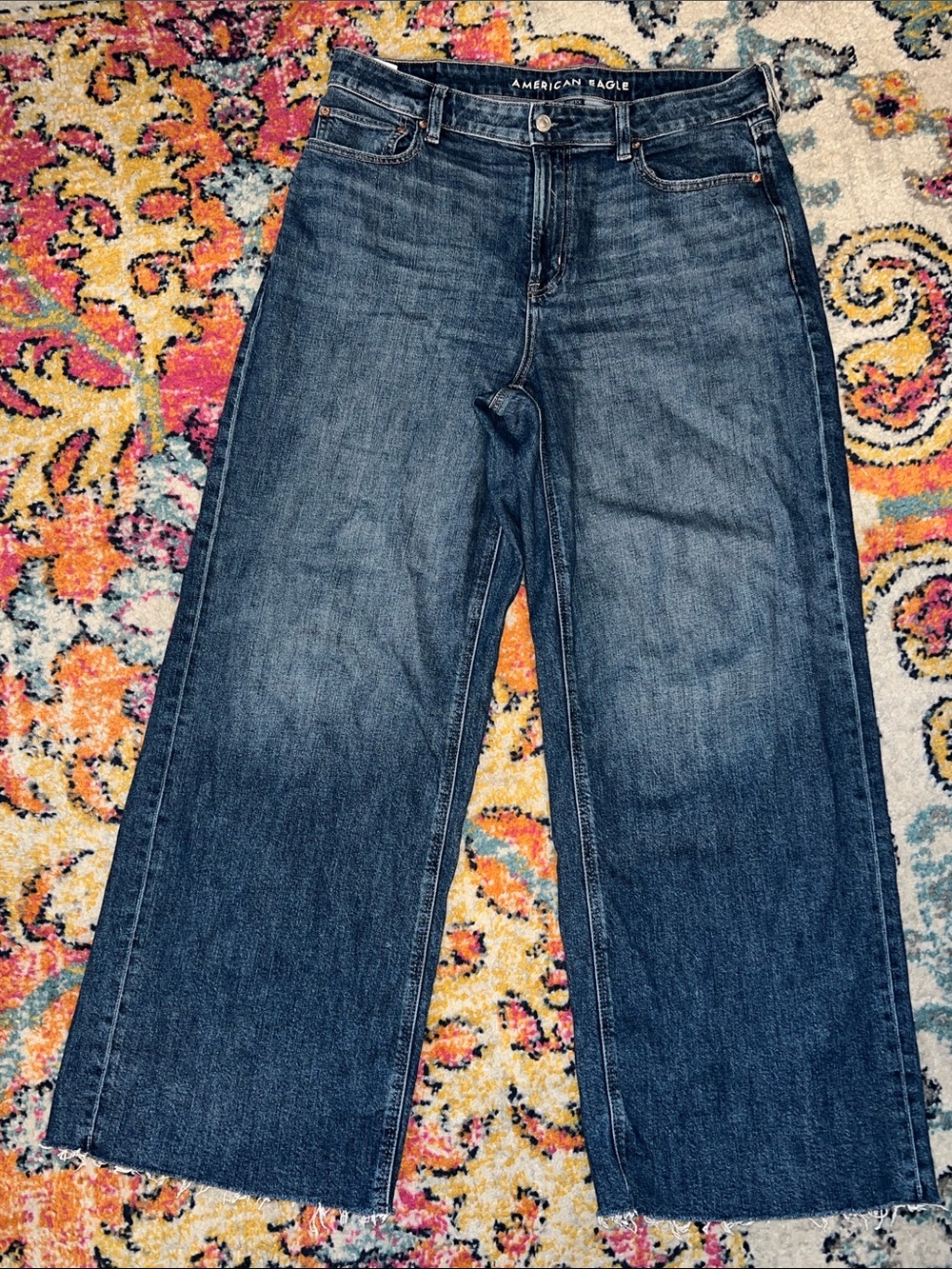 American Eagle AE Dreamy Drape Stretch Super High-Waisted Baggy Wide Leg Size 12